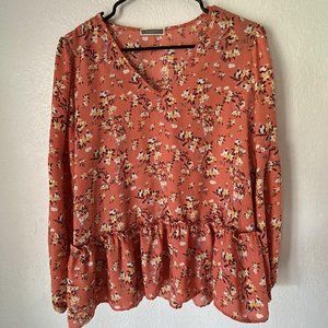 Pleione Floral Peplum Blouse Large